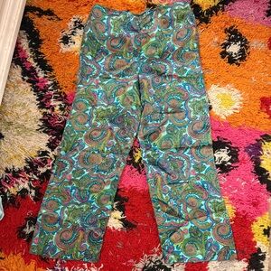 Silk Paisley Capri Pants